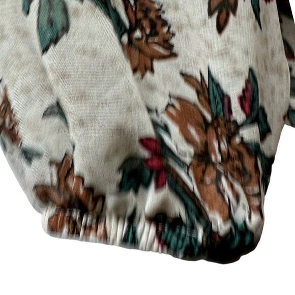 Bp Womens Blouse Multicolor Floral Long Sleeve‎ Scoop Neck Elastic Cuff M - Picture 3 of 8